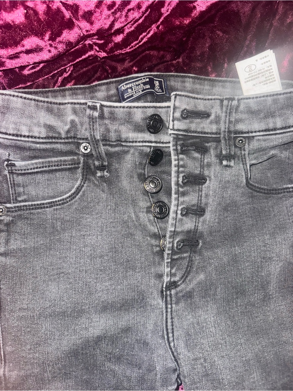 Abercrombie & Fitch Women's Washed Gray High-Rise Button-Fly Jeans